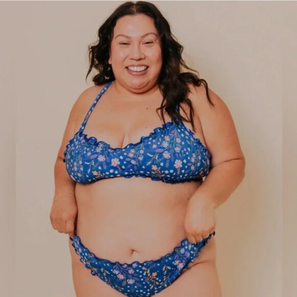 NWT Kitty and Vine Wildflower Eden Ruffle Bathing suit Bikini Top Floral 2X - Picture 1 of 13